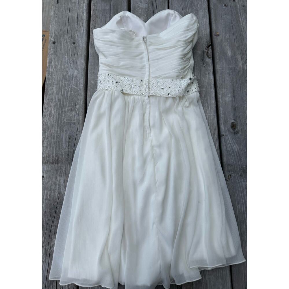 EnjoyMyWeddingDress White Chiffon Sweetheart Beaded Waist Cocktail Dress - Picture 5 of 9